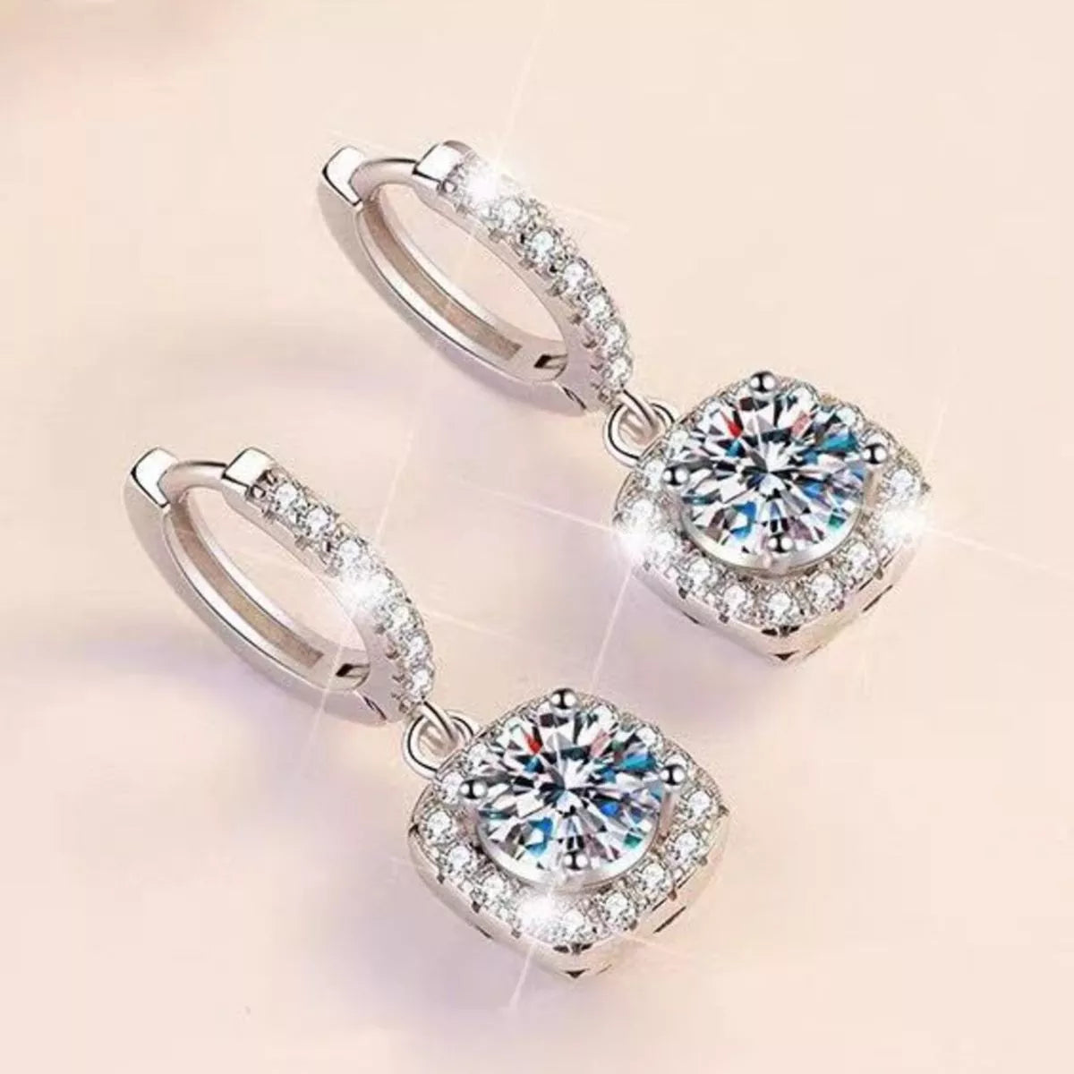 1 Carat Moissanite 925 Sterling Silver Drop Earrings