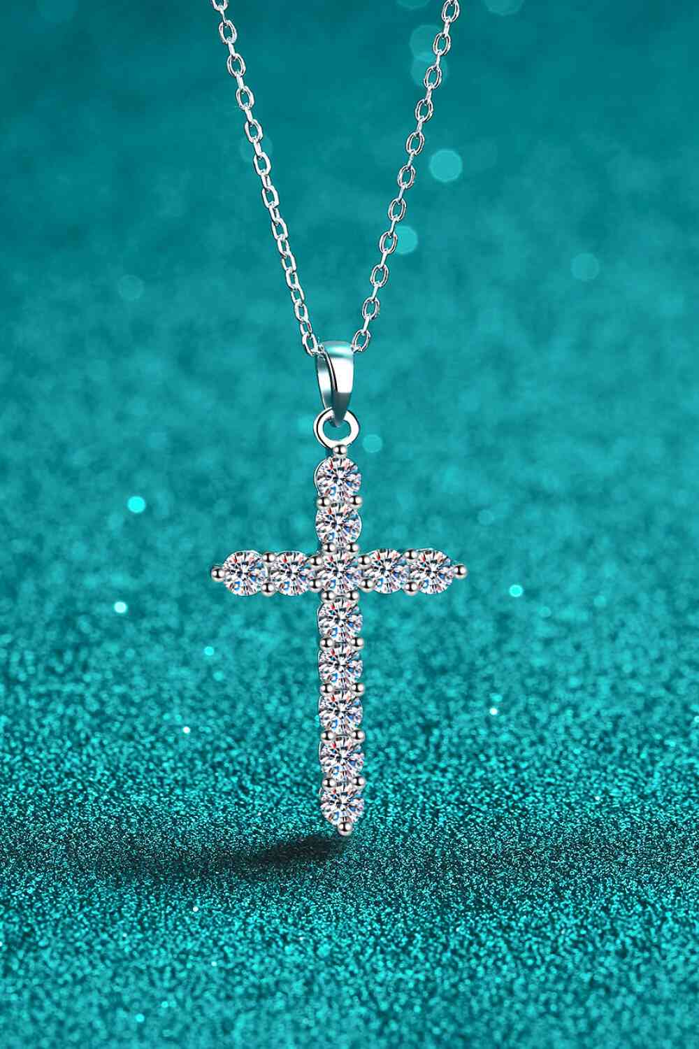 Adored 925 Sterling Silver Cross Moissanite Necklace Gift