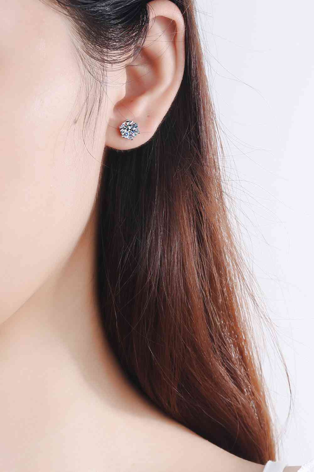 Adored Moissanite Stud Earrings in 925 Sterling Silver