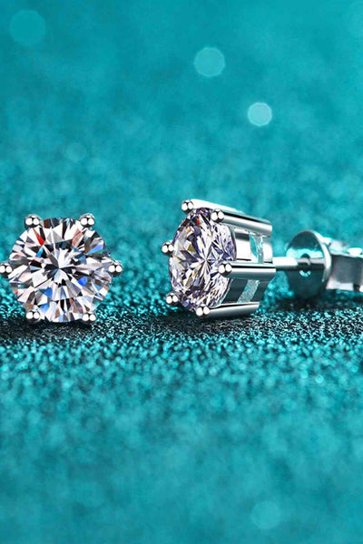 Adored Moissanite Stud Earrings in 925 Sterling Silver