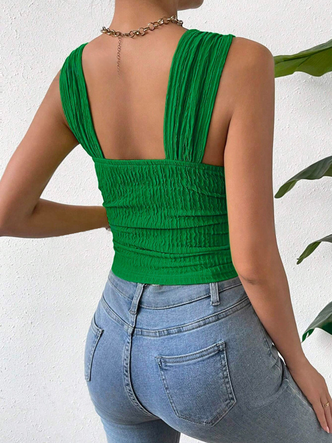Elevated Textured Square Neck Tank Top for Stylish Comfort