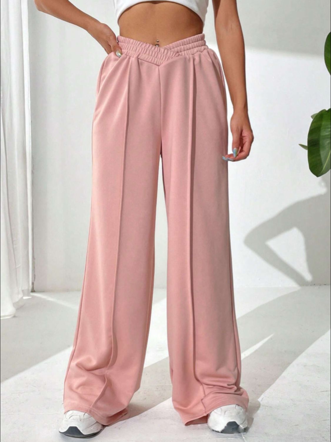 Elastic Waist Wide Leg Pants for Comfortable Chic Style