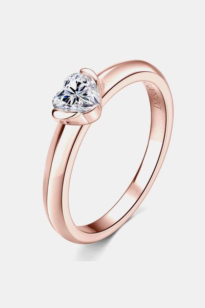 Moissanite 925 Sterling Silver Heart Solitaire Ring Gift