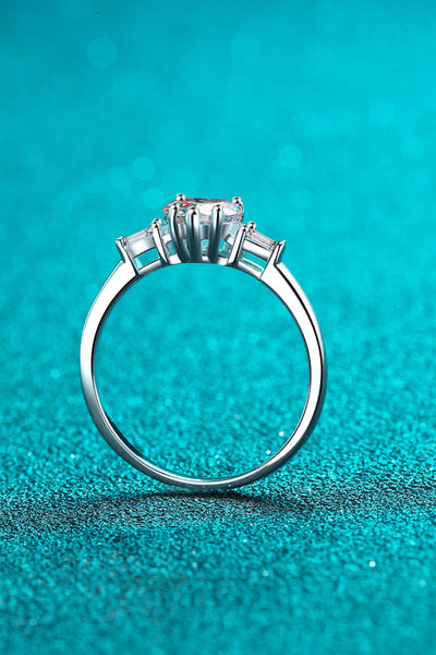 1.2 Carat Moissanite Heart Ring in Sterling Silver Design