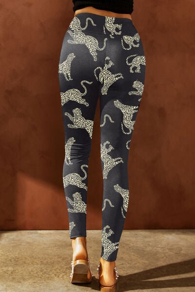 Chic Distressed High-Waisted Animal Print Leggings