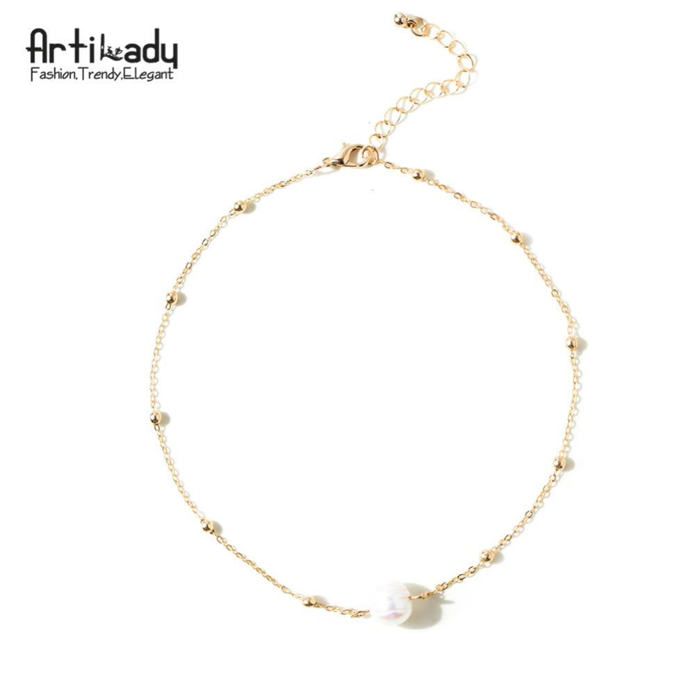 Artilady pearl choker necklace chain with freshwater