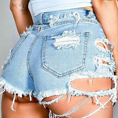 Trendy Asymmetrical Distressed Denim Shorts for Fashion Lovers