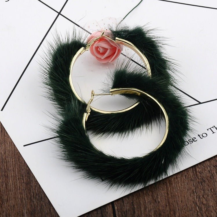 Autumn And Winter Mink Hair Big Circle Ear Ring