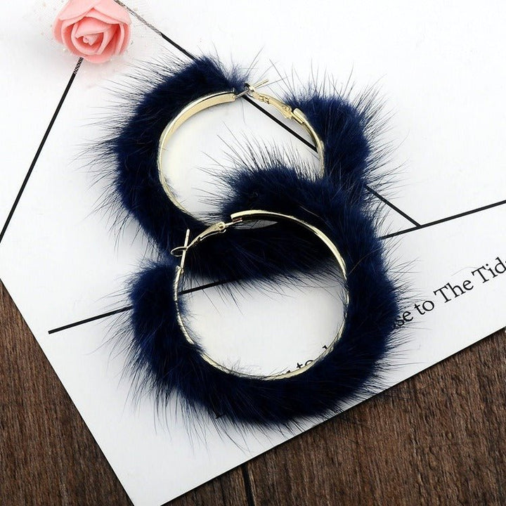 Autumn And Winter Mink Hair Big Circle Ear Ring