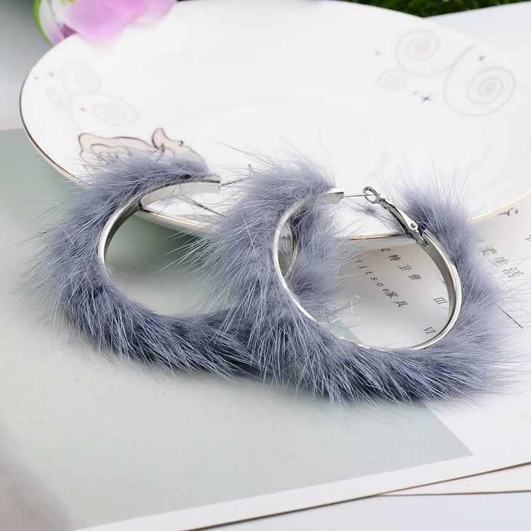 Autumn And Winter Mink Hair Big Circle Ear Ring