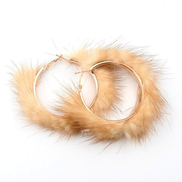 Autumn And Winter Mink Hair Big Circle Ear Ring