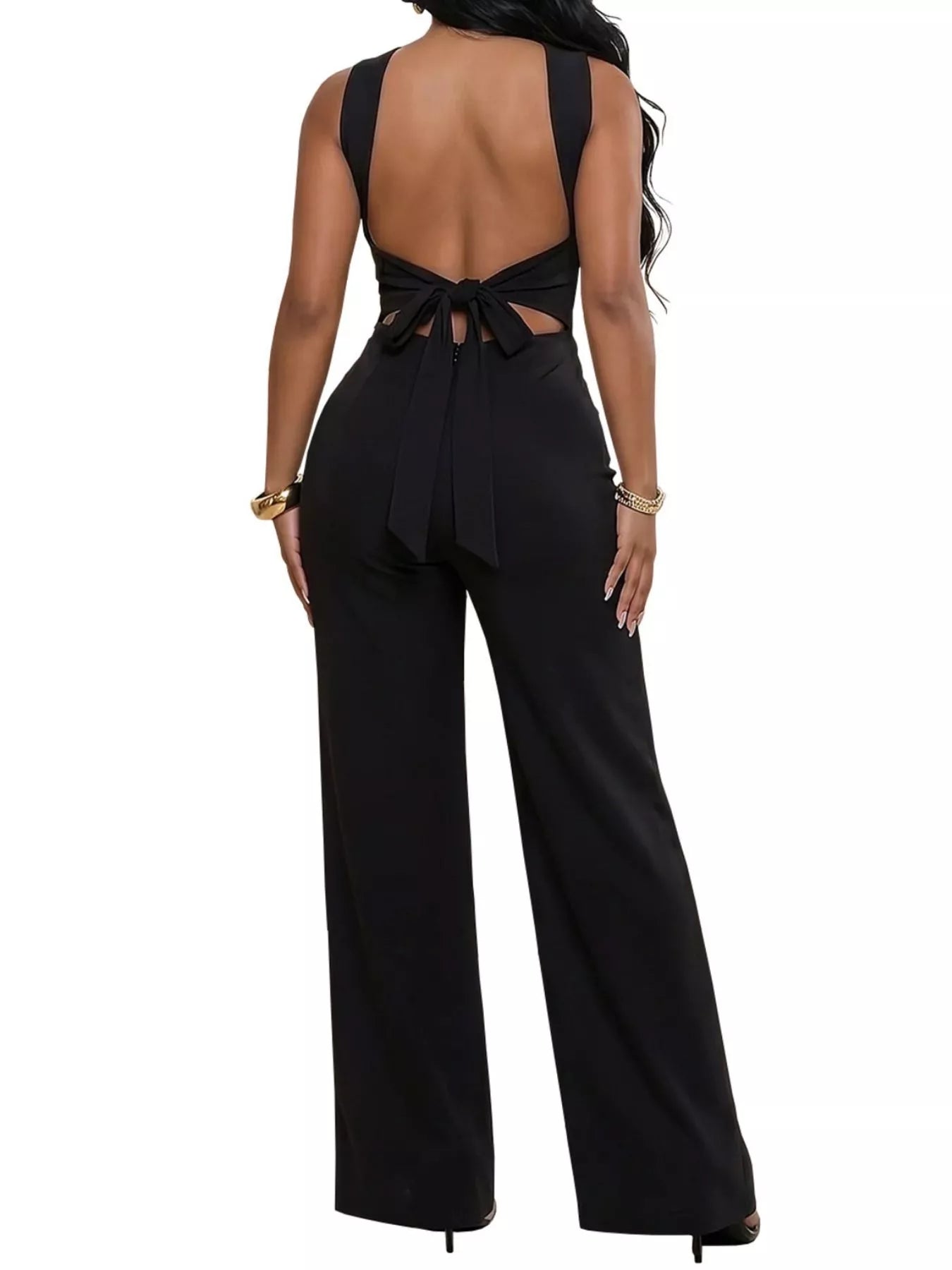 Backless Twist Top and Wide-Leg Pants Set