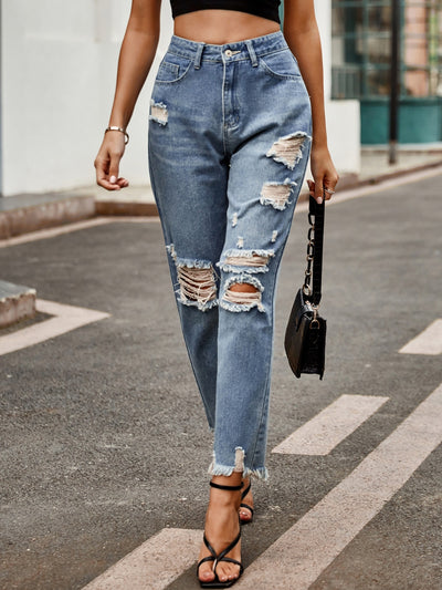 Ripped Edge Pocket Jeans for Effortless Style and Comfort