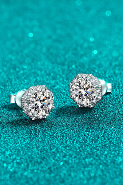 2 Carat Moissanite 925 Sterling Silver Stud Earrings Set