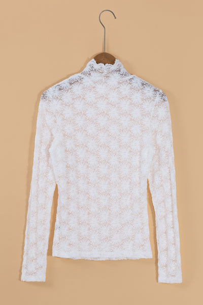 Mock Neck Long Sleeve Lace Top for Elegant Styling