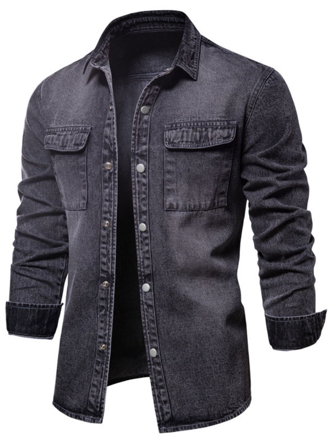 Men's Button Down Chest Pocket Denim Jacket for Men Classic
