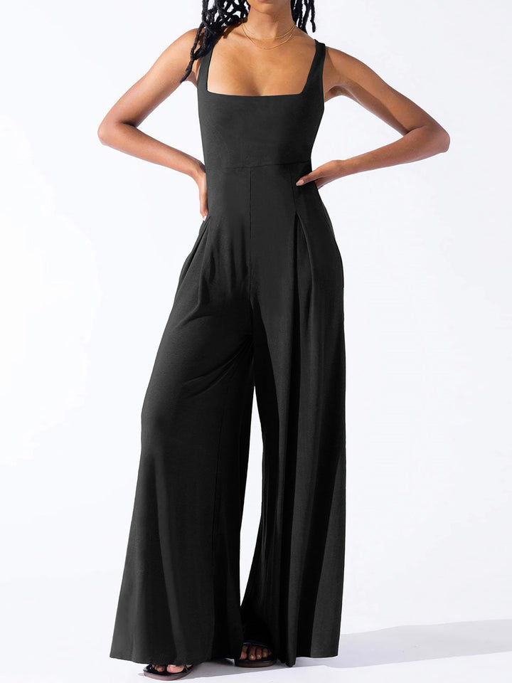 Elegant Square Neck Wide Strap Jumpsuit