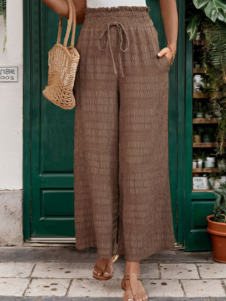 Elegant Wide-Leg Trousers with Tie Detail