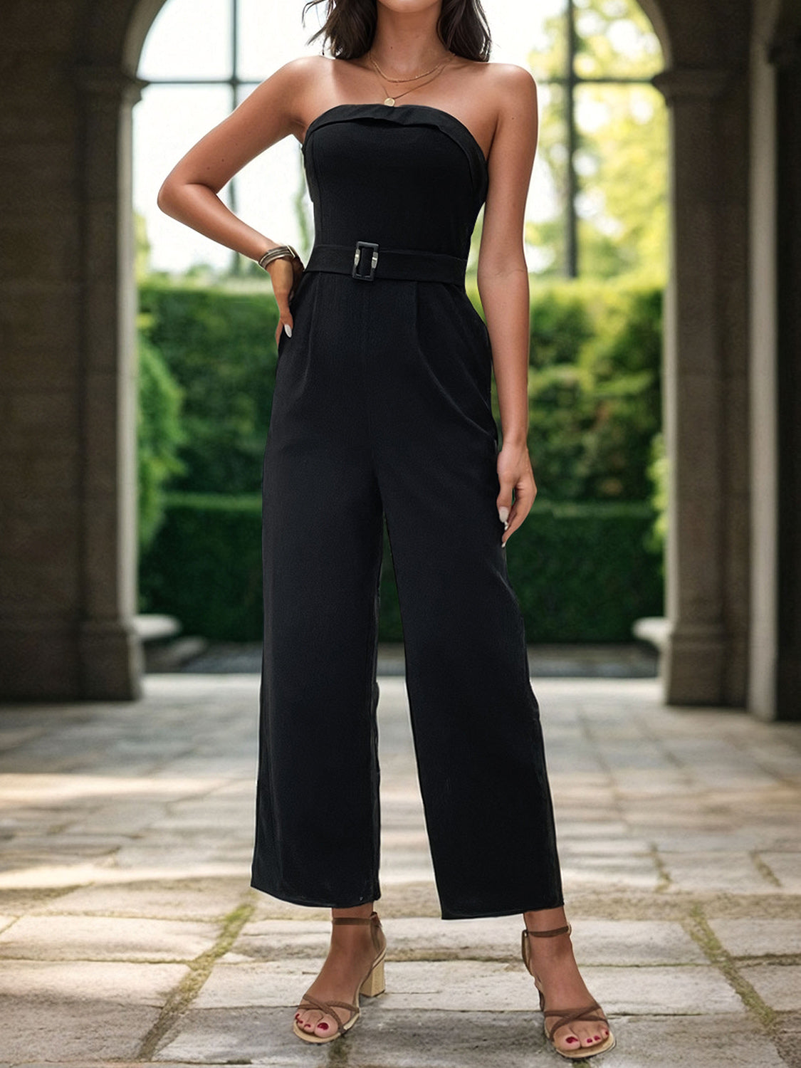 Sleek Tube Jumpsuit with Functional Pockets for Women