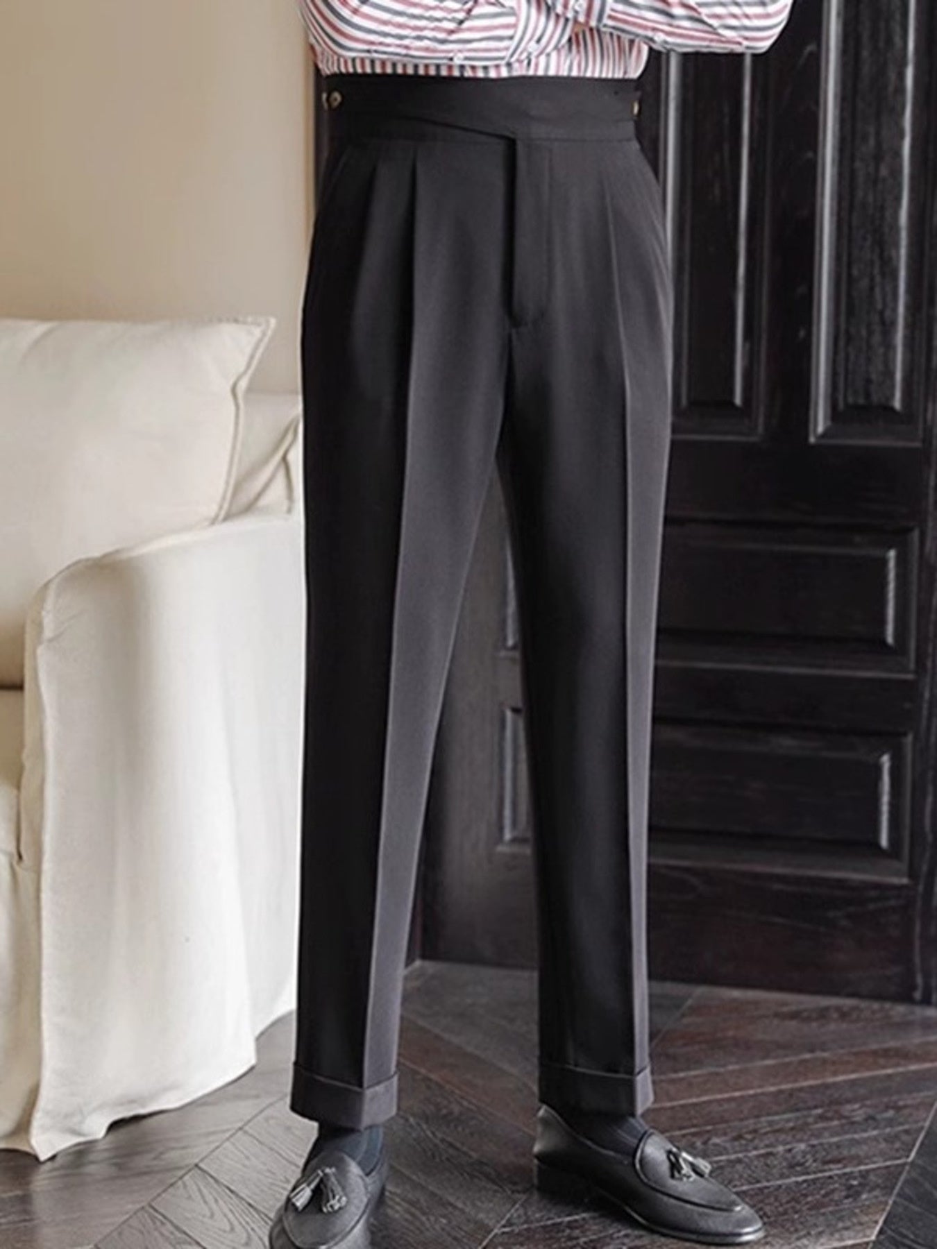 Men's Pleated Wide-Leg Dress Pants