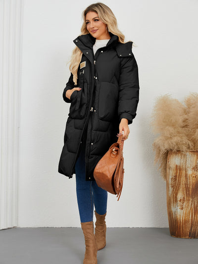 Long Sleeve Longline Hooded Winter Coat for Women Stylish