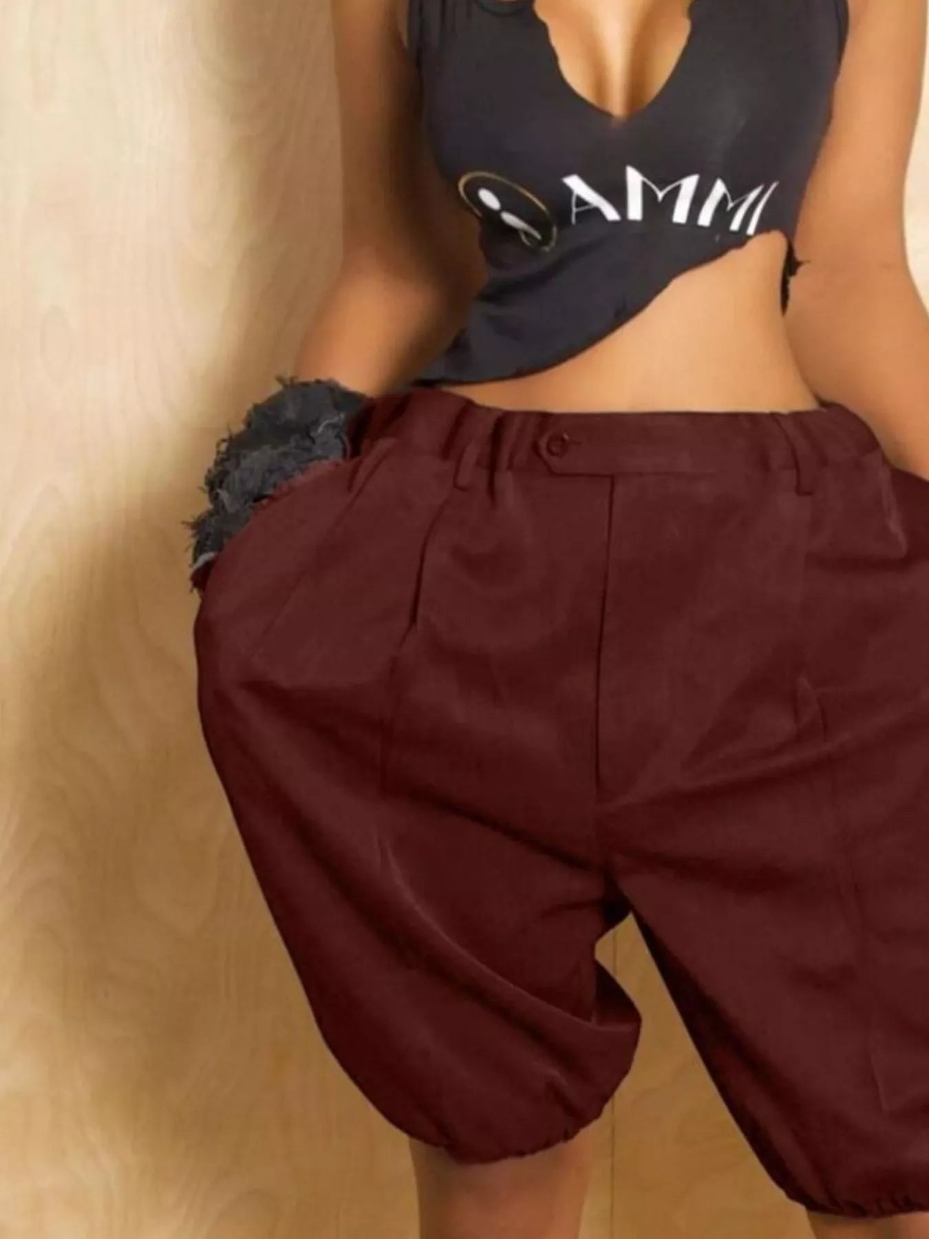Pleated Detail High Waist Shorts