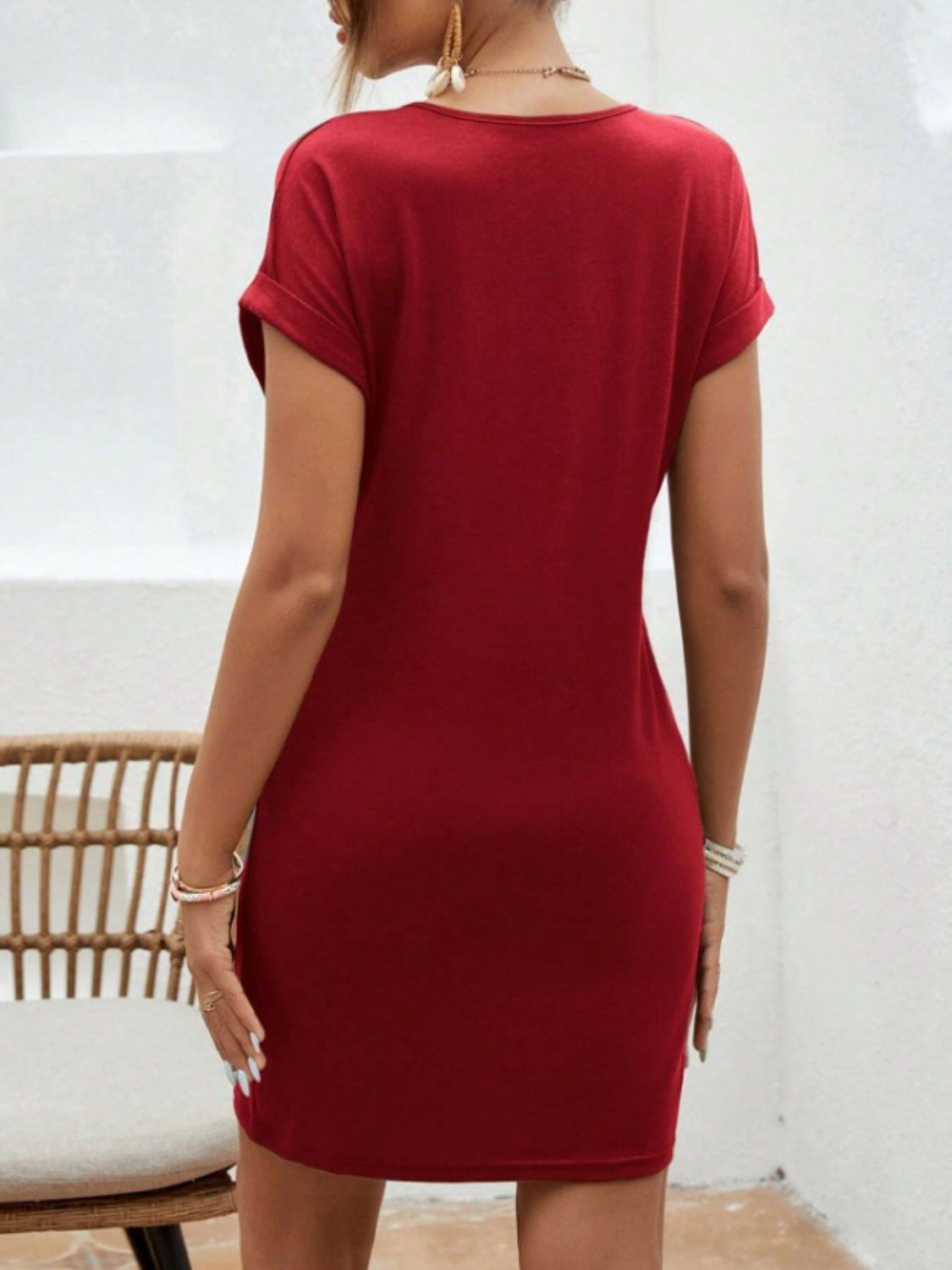 Chic Notched Sleeve Tee Dress for Effortless Style