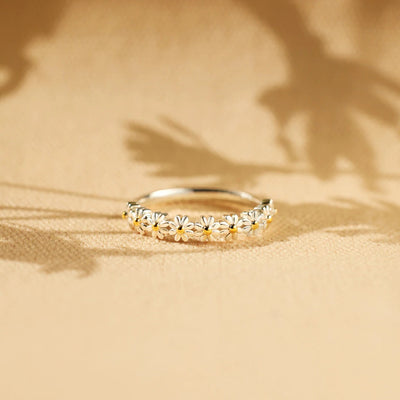 Flower Shape 925 Sterling Silver Ring for Elegant Style
