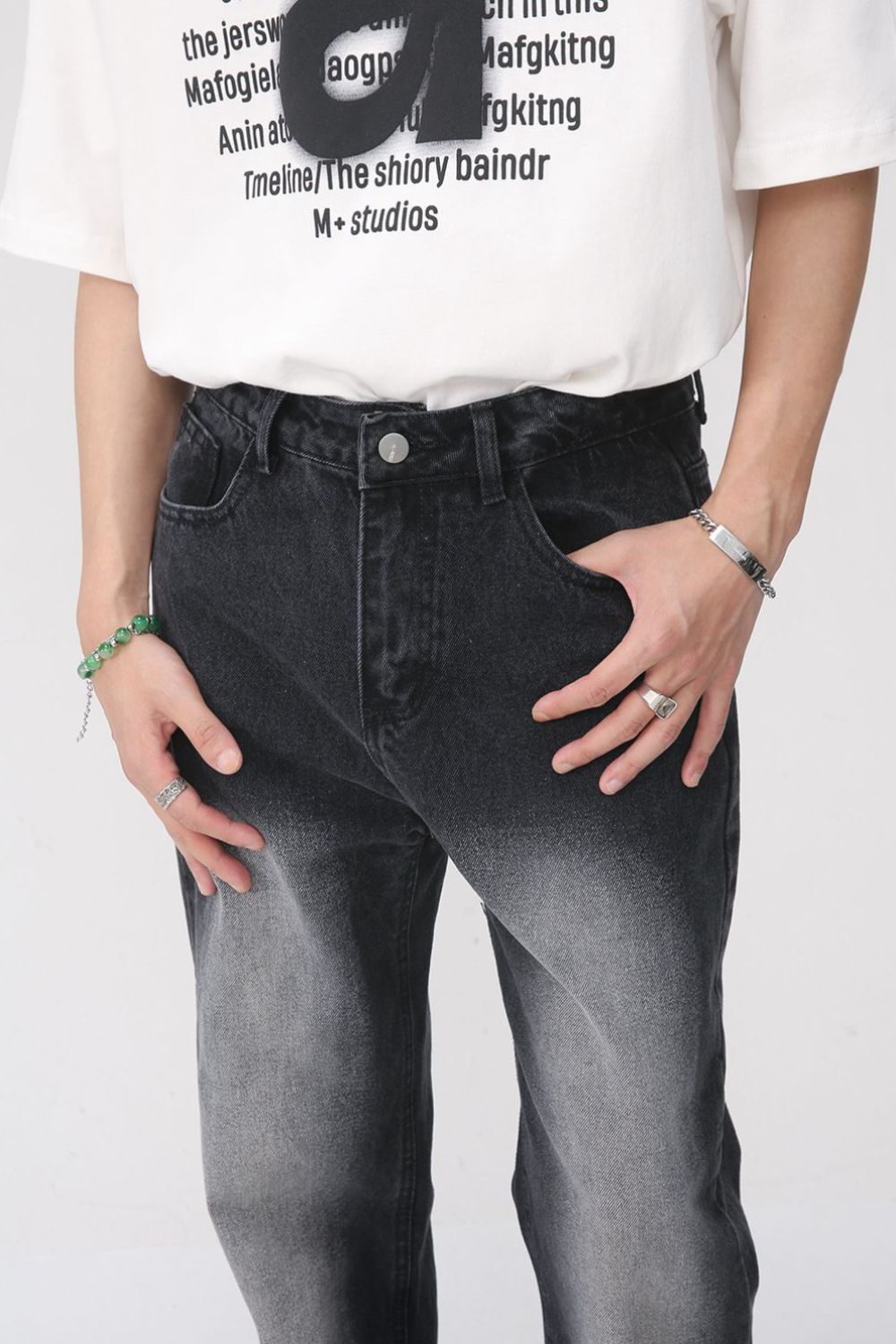 Men's Washed Straight Leg Jeans for Casual Everyday Wear