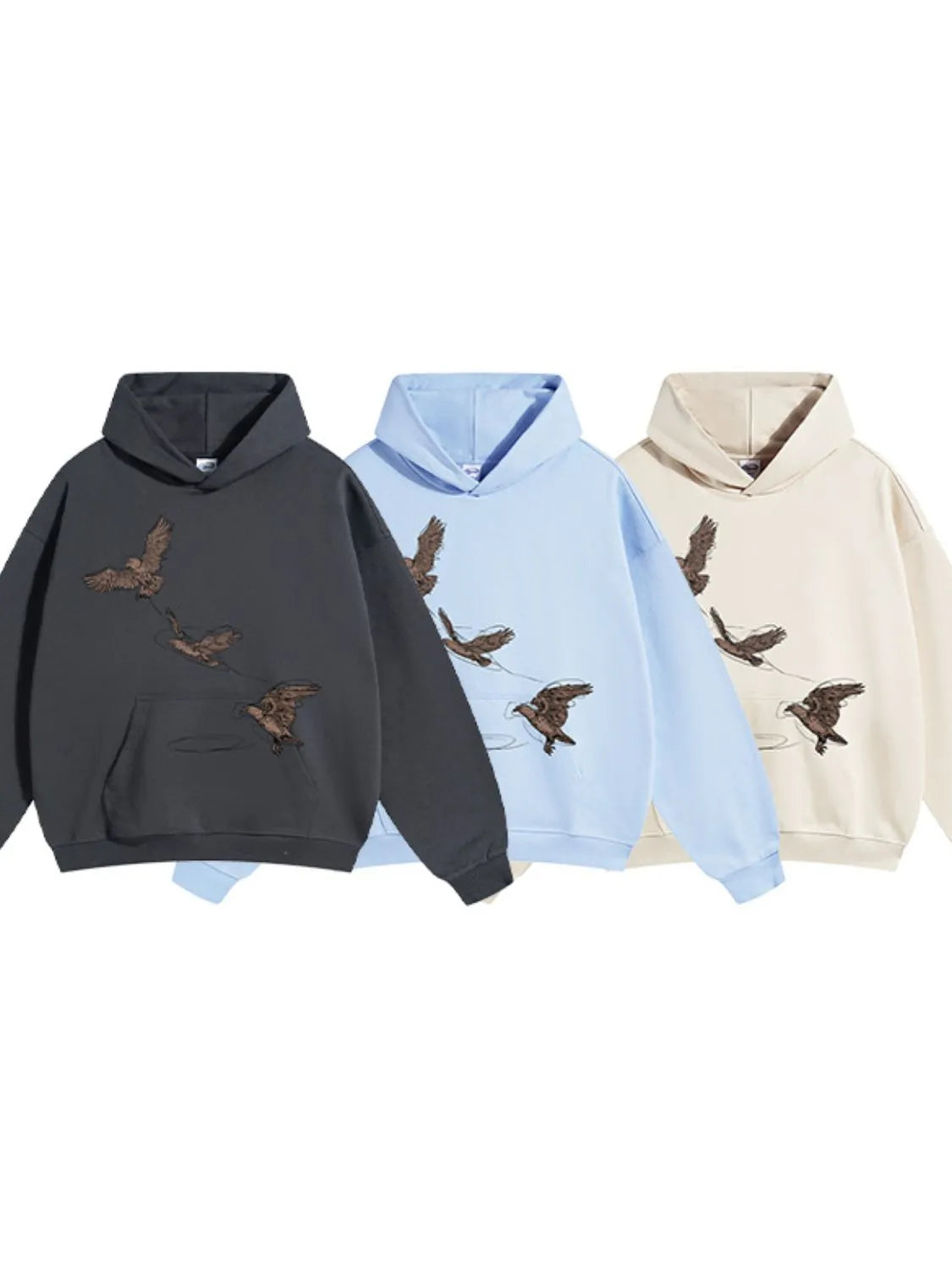 Men's Graphic Long Sleeve Hoodie with Kangaroo Pocket Style
