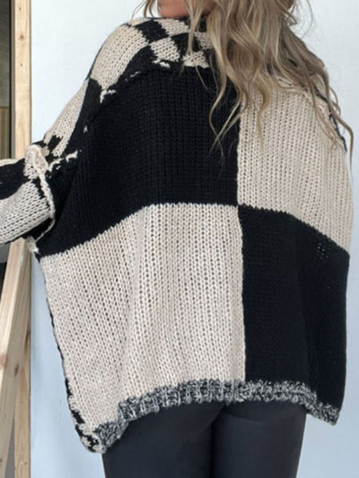 Plaid Open Front Long Sleeve Cardigan for Women Fashion