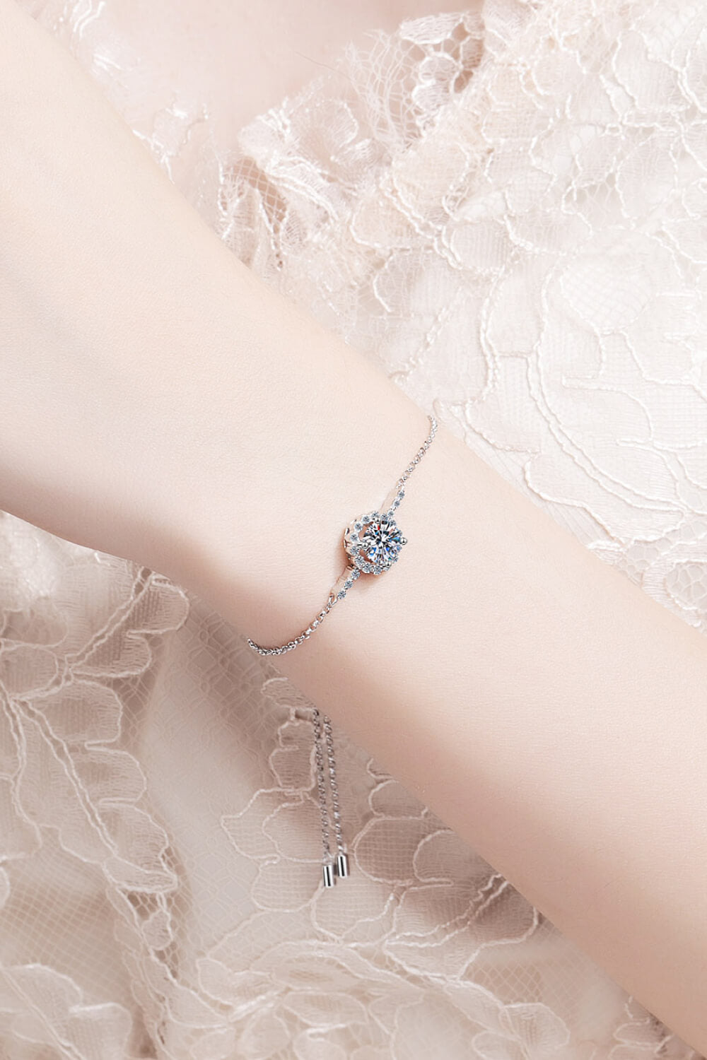 1 Carat Moissanite Chain Bracelet in Sterling Silver