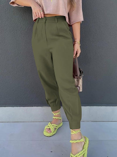 Stylish High-Waisted Crop Trousers for Chic Comfort