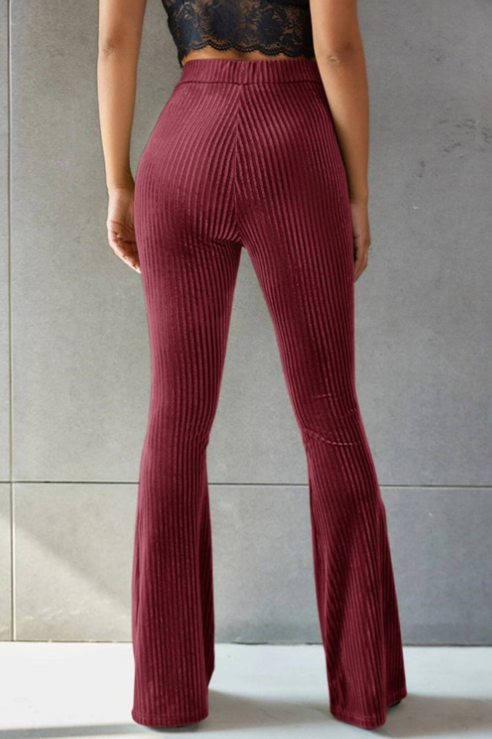 Sophisticated Ribbed High Waist Flare Pants for Women