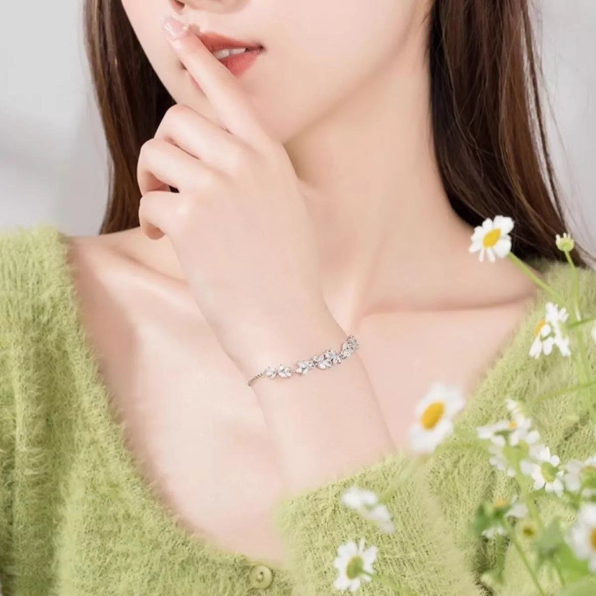 925 Sterling Silver Zircon Wisteria Bracelet