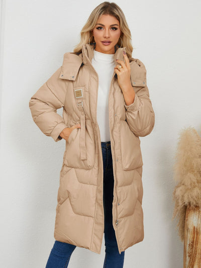 Long Sleeve Longline Hooded Winter Coat for Women Stylish