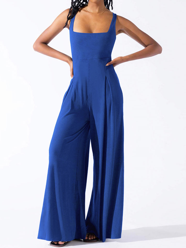 Elegant Square Neck Wide Strap Jumpsuit