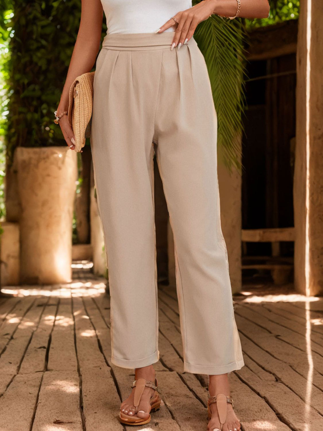 Chic Ruched Waist Trousers