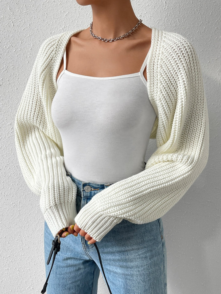 Cropped Honey Cardigan with Long Sleeves and Open Front