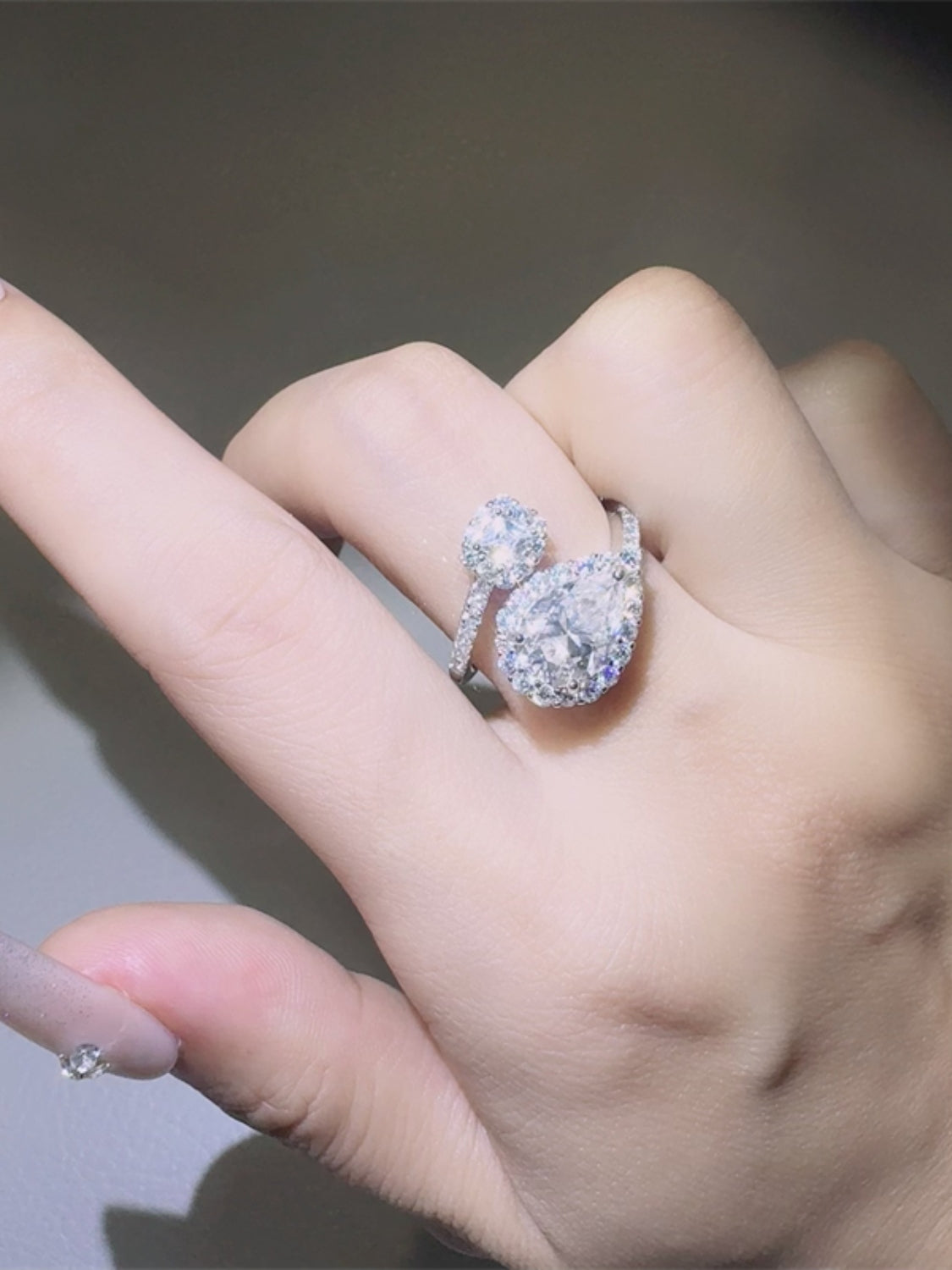 2 Carat Moissanite 925 Sterling Silver Bypass Ring Design