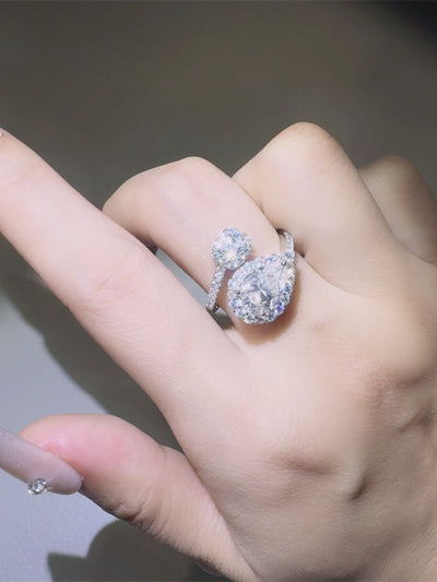 2 Carat Moissanite 925 Sterling Silver Bypass Ring Design