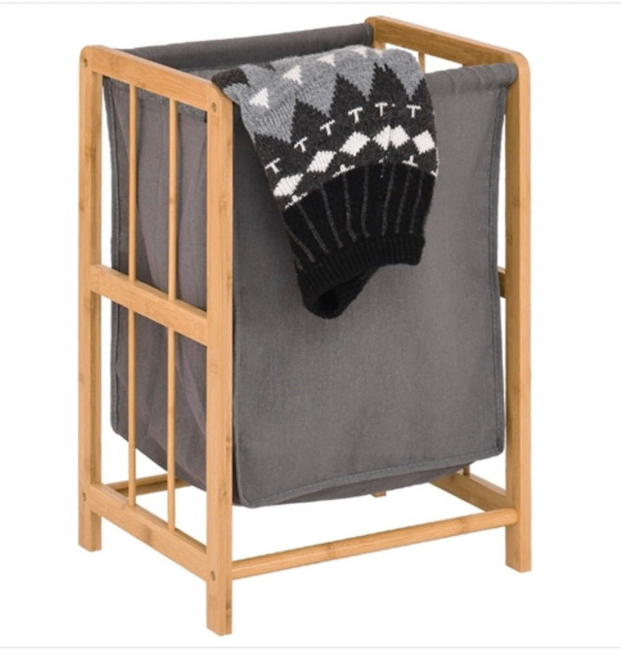 Bamboo Wood Frame Laundry Hamper with Cotton Blend Clothes Bag - Ruth Envision