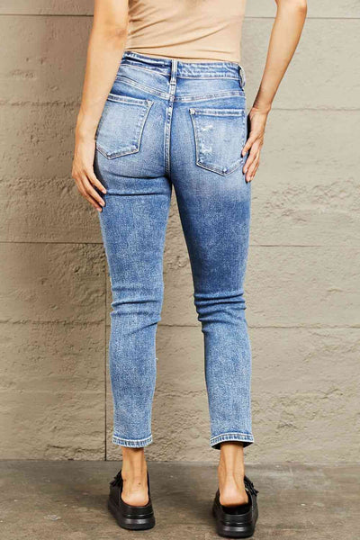 BAYEAS Chic Mid Rise Distressed Slim Jeans for Women