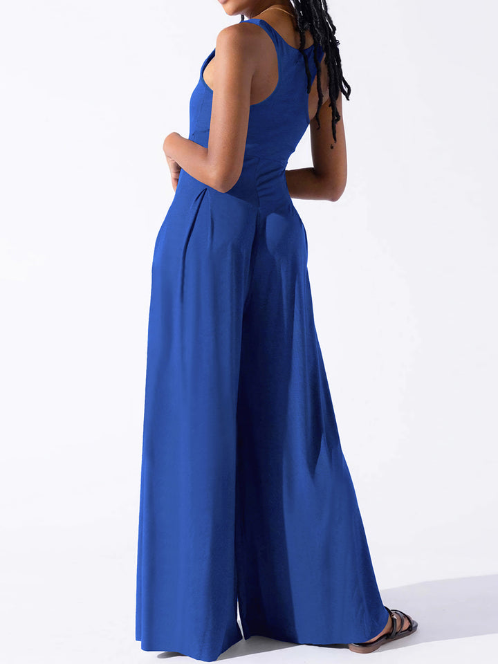 Elegant Square Neck Wide Strap Jumpsuit