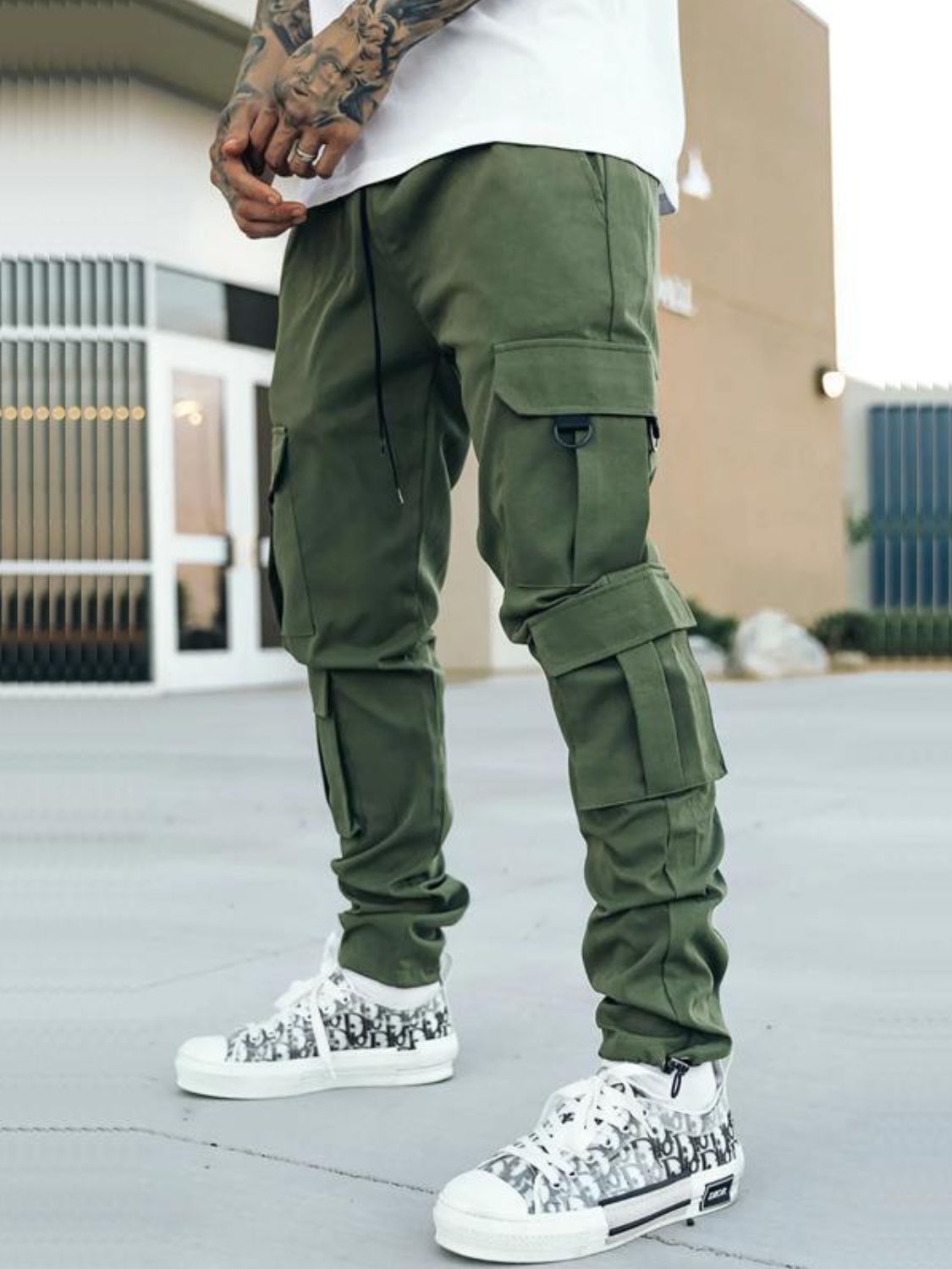 Men's Drawstring Pants with Cargo Pockets for Comfort