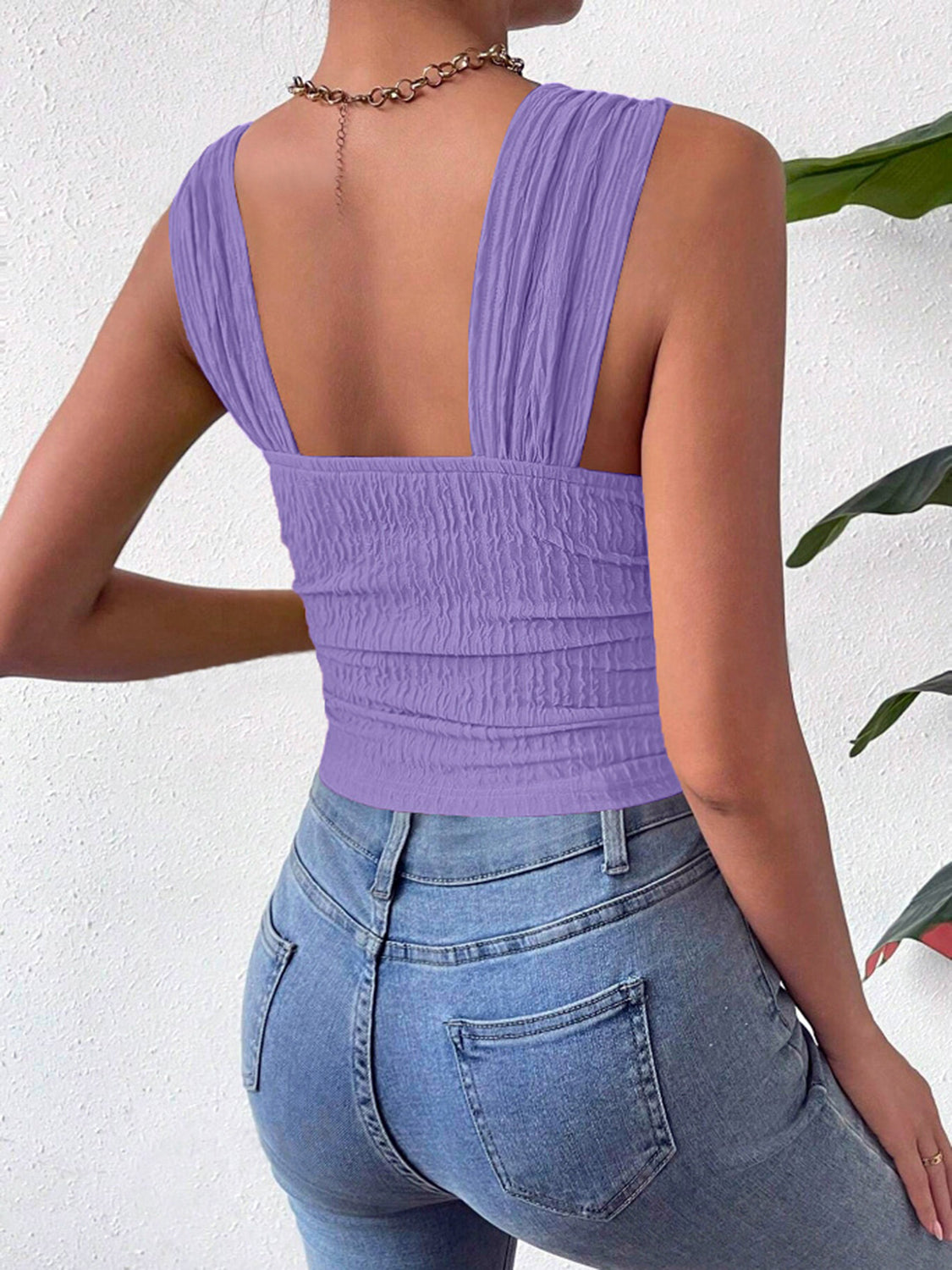 Elevated Textured Square Neck Tank Top for Stylish Comfort