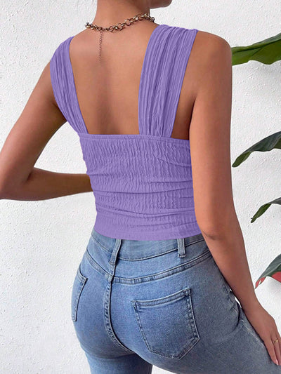Elevated Textured Square Neck Tank Top for Stylish Comfort