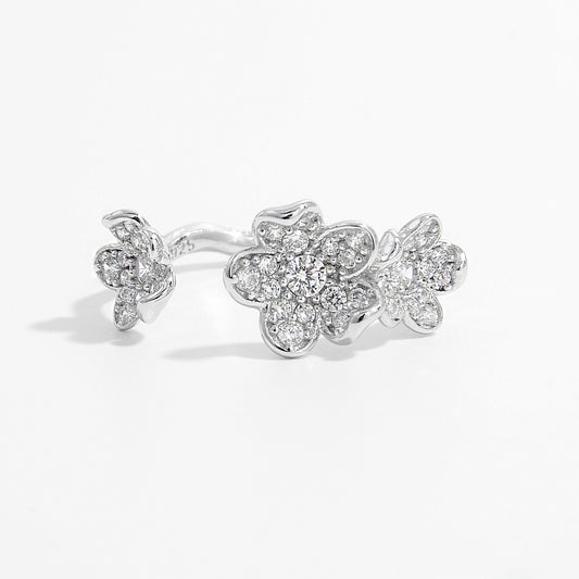 Stylish 925 Sterling Silver Inlaid Zircon Open Ring