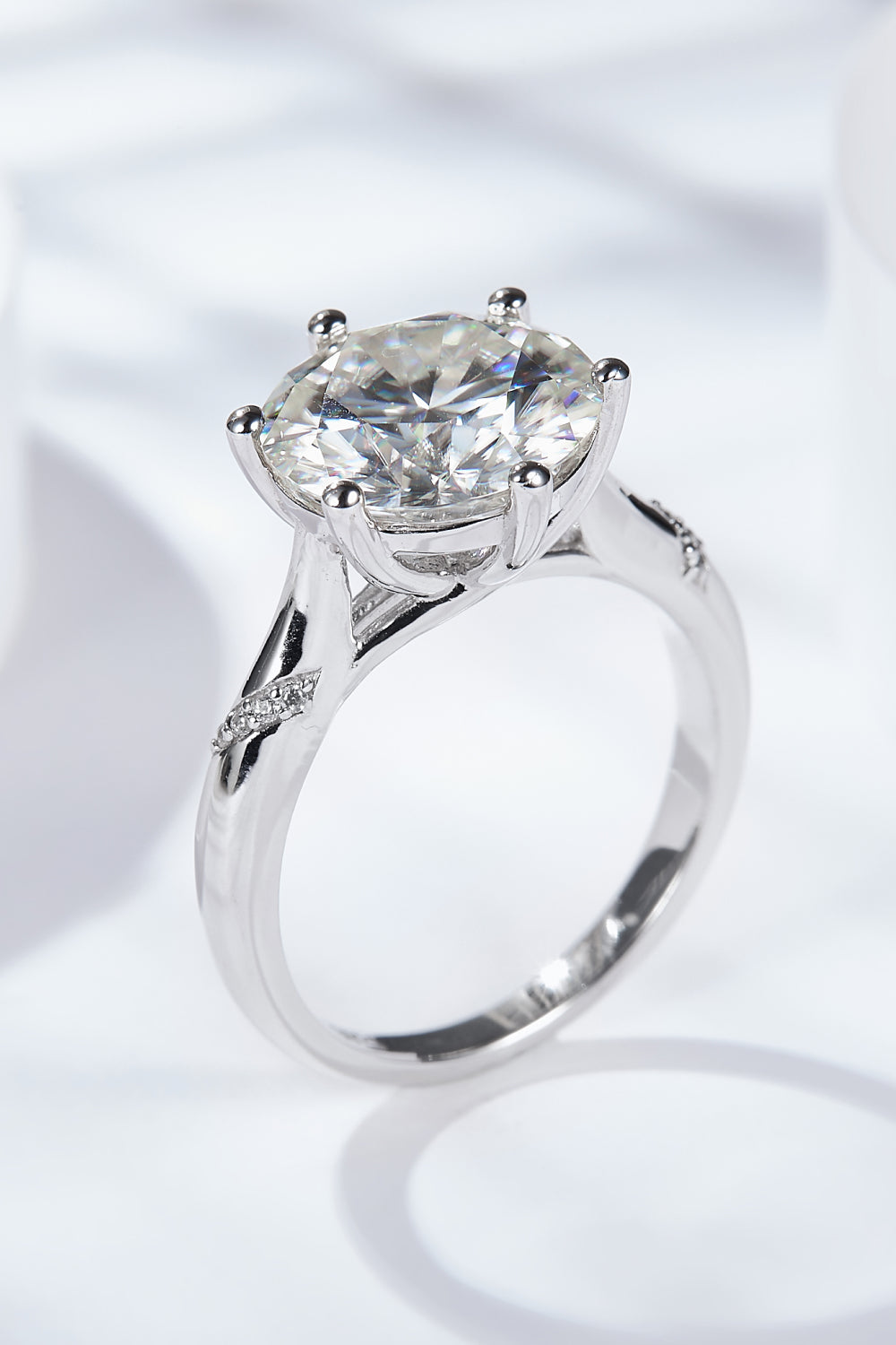 5 Carat Moissanite Solitaire Ring in Sterling Silver