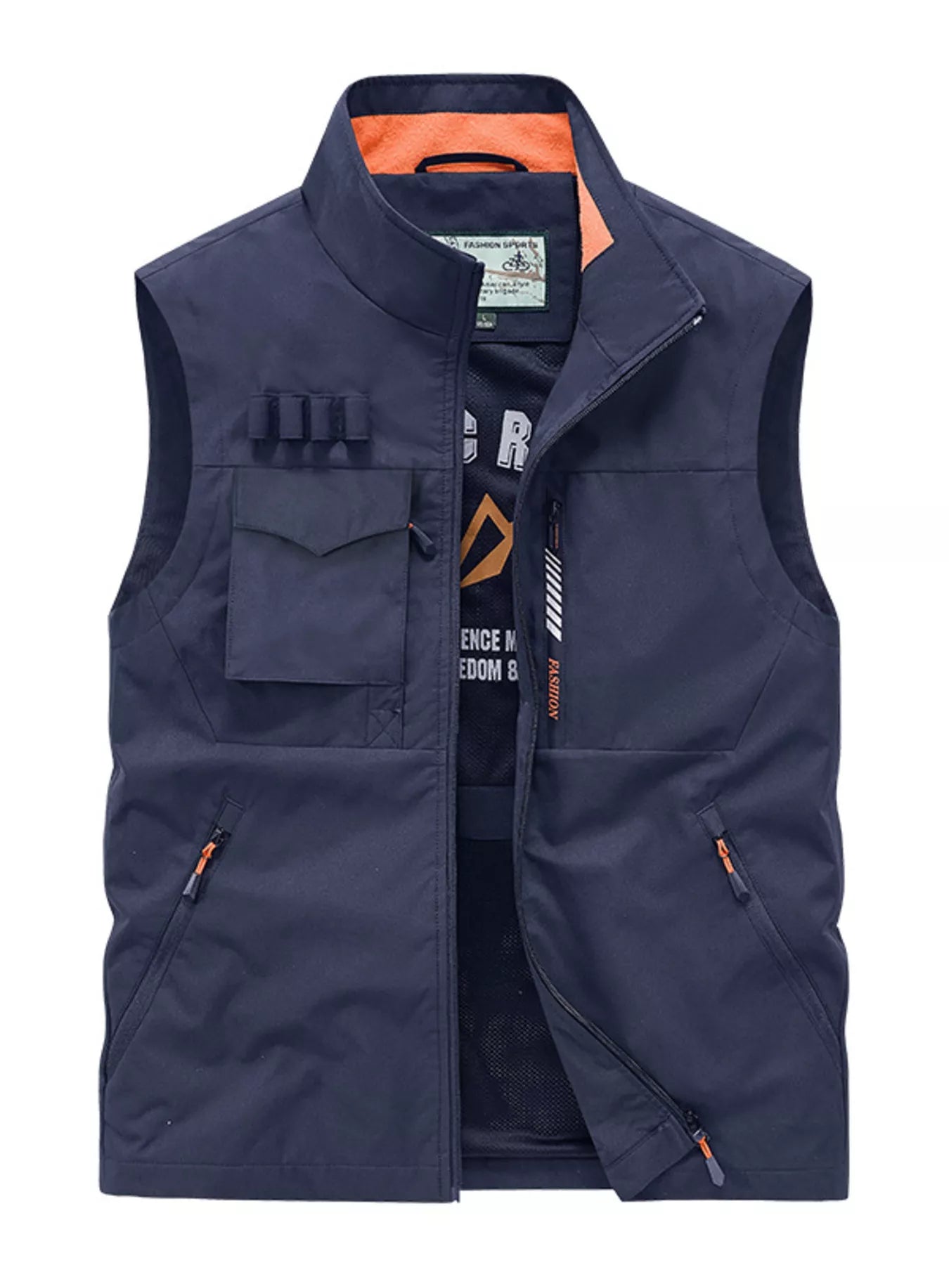 Men's Plus Size Multi-Pocket Zip Up Vest